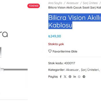Bilicra Vision Akıllı Saat İçin Şarj Kablosu Sorunu Ve Müşteri Hizmetleri Yetersizliği
