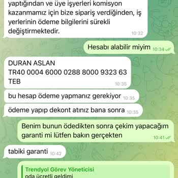 Trendyol Üzerinden İş Vaadiyle Mağduriyet Yaşadım