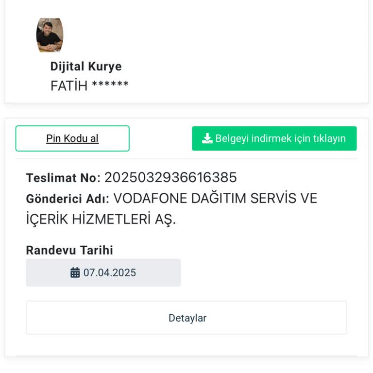 Dijital Kurye Teslimat Sorunu: Vodafone Linki Çalışmıyor