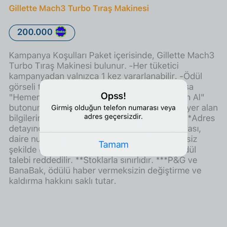 Banabak Uygulaması Ödül Hatası Ve Eksik Bilgi Uyarısı