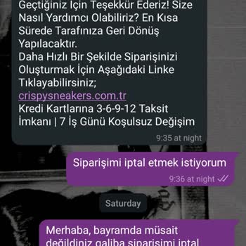 Bayramda Verilen Siparişe Cevap Yok, İade Talebi