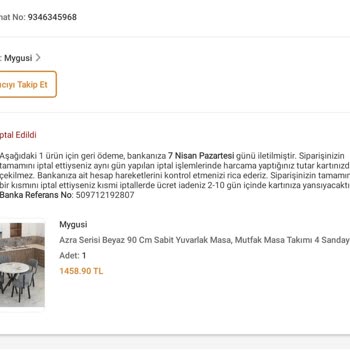 İptal Edilen Ürün Ve Yetersiz Müşteri Hizmeti