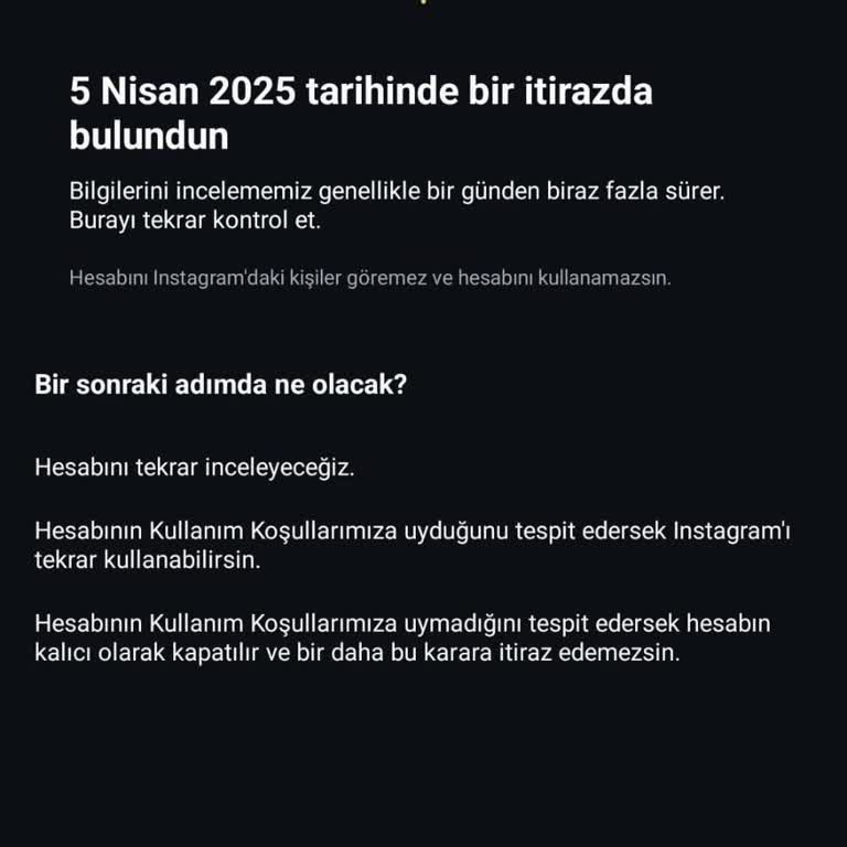 Sebepsiz Kapanan Instagram Hesabımın Açılmasını İstiyorum