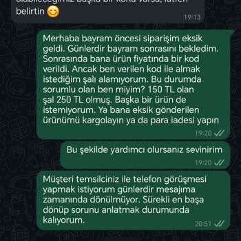 Eksik Teslimat Ve Geçersiz İndirim Kodu Sorunu