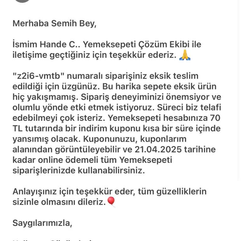 Eksik Ürün Ve Yanıltıcı Kupon Sorunu