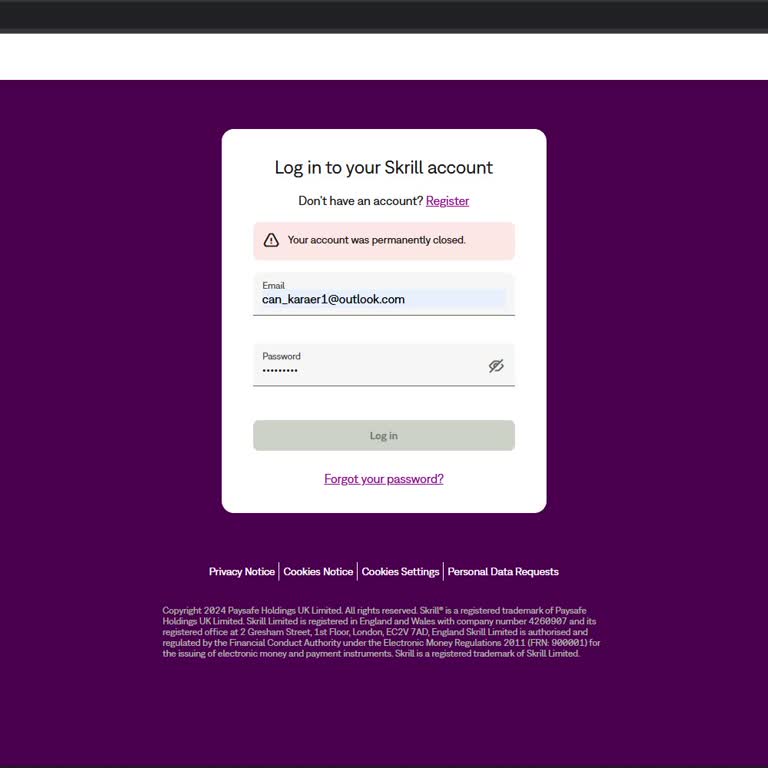 Skrill Hesabımın Sebepsiz Yere Kapatılması