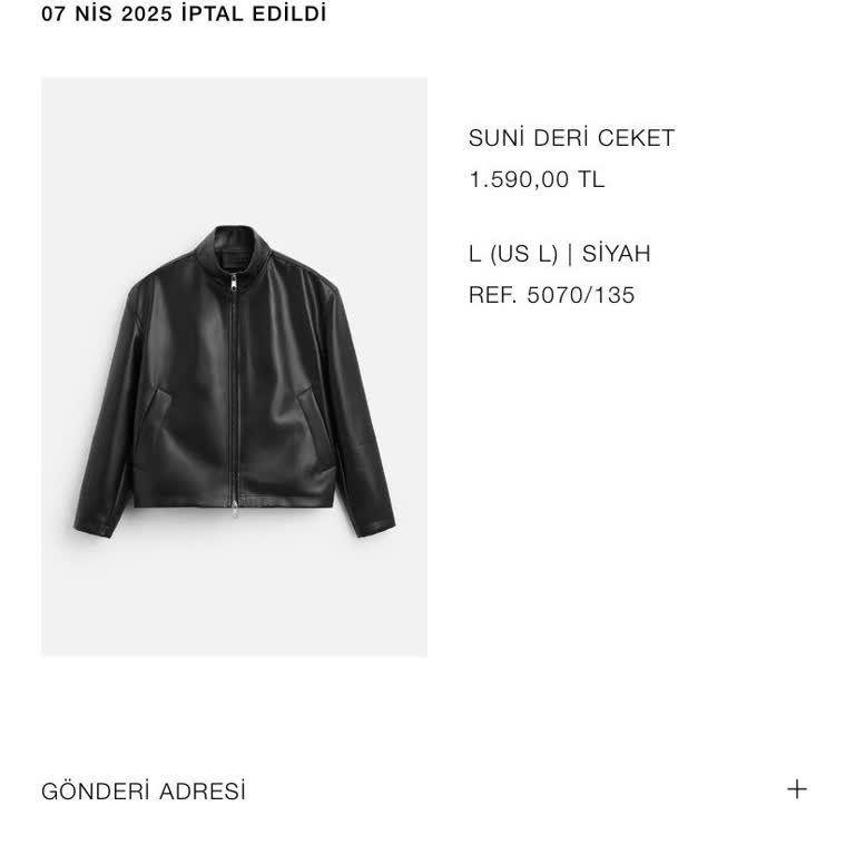 Zara Deri Ceket Siparişim Neden İptal Edildi