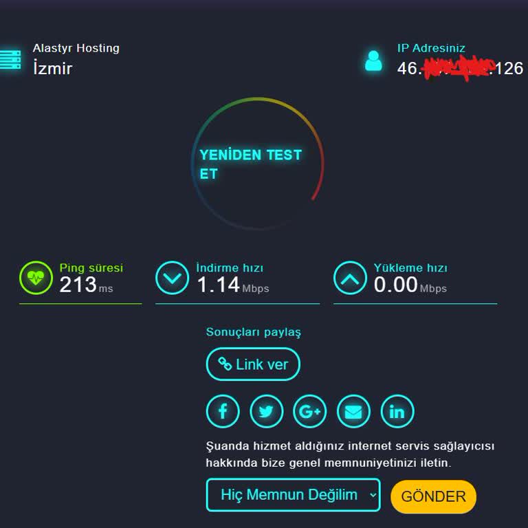 Sürekli Düşük İnternet Hızı Ve Yüksek Ping Sorunu
