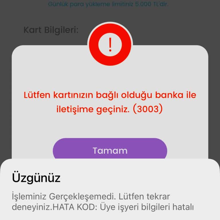 Dijital Cüzdan Yükleme Sorunu: Karttan Para Yüklenemiyor