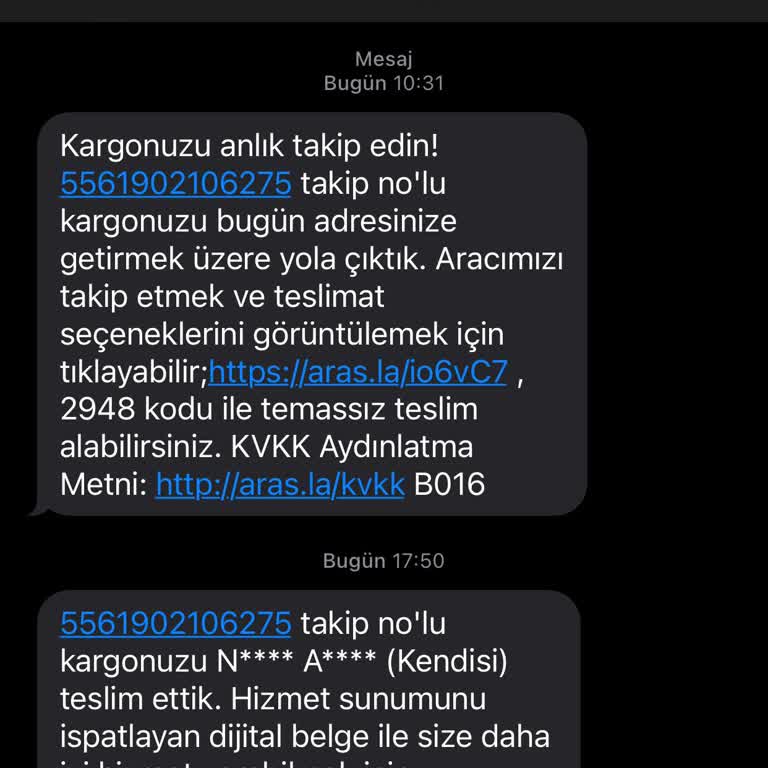 Aras Kargo'dan Teslim Edilmeden 'Teslim Edildi' Mesajı