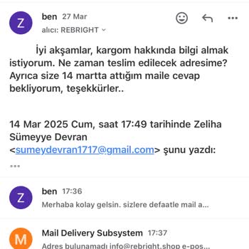 Kayıp Sipariş: Rebright'tan Yanıtsız Bekleyiş