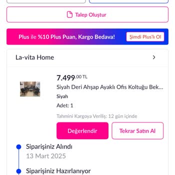 Pazarama'dan Sipariş Verdim: Ofis Koltuğum Nerede?