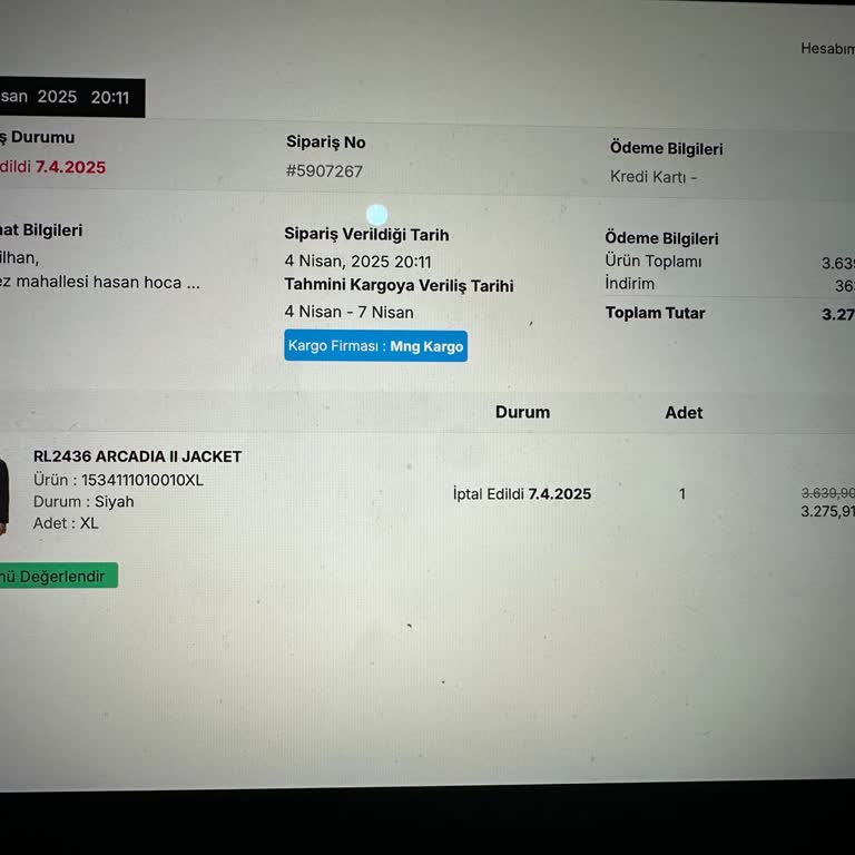 Bilgi Verilmeden İptal Edilen Sipariş Mağduriyeti