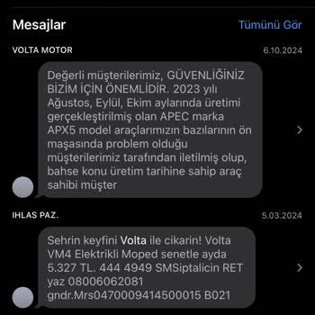 Volta Motor'un Direksiyon Sorunu Ve Servis Problemi