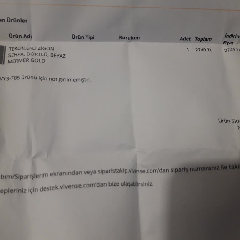 Vivense'den Sipariş Edilen Ürün Kargolanmıyor Ve İletişim Sorunu