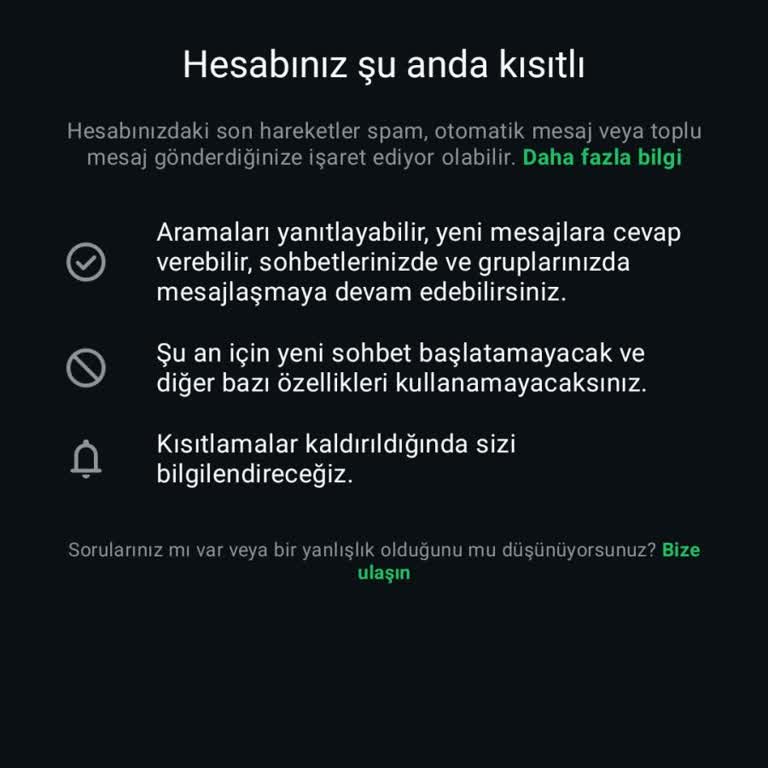 WhatsApp Grubu Açarken Hesap Kısıtlaması Sorunu