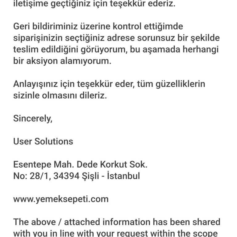 Yemeksepeti'nde Teslim Edilmeyen Siparişin Gizemi