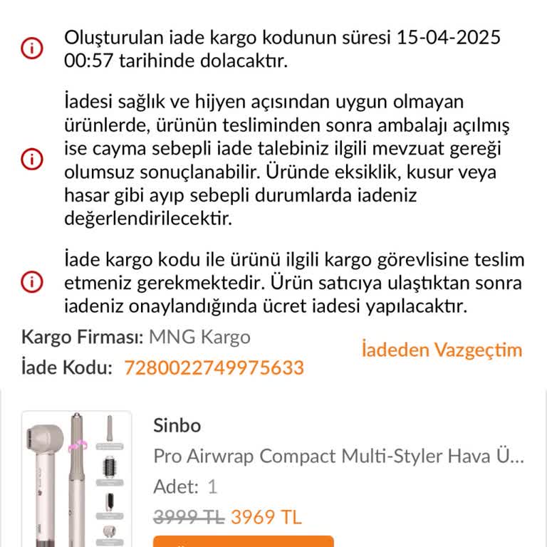 Sinbo Pro Airwrap Hava Üflemeyi Kesti Ve Cızırtı Çıkardı