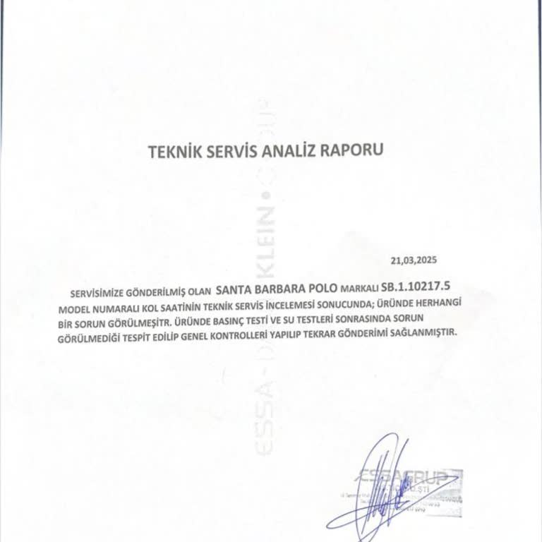 Su Geçiren Saat Ve İlgisiz Servis