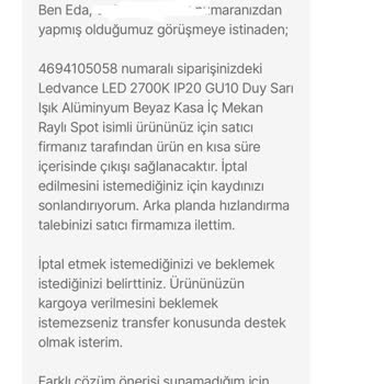 Sipariş İptali Ve Geri Dönüş Eksikliği