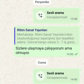 Ritim Sanat Yayınları'ndan Sipariş Ettiğim Kitaplar Hala Kargoya Verilmedi