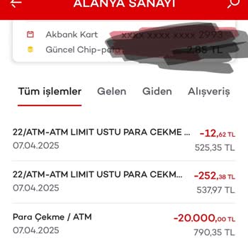 Akbank ATM İşleminde Limit Aşımı Ve Ücret Kesintisi Sorunu!