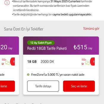 Vodafone'dan Uygun Fiyatlı Tarife Talebi Ve Memnuniyetsizlik
