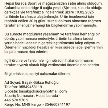 Columbia Mont Lekelenme Sorunu Ve Sportive Mağaza İletişimsizliği