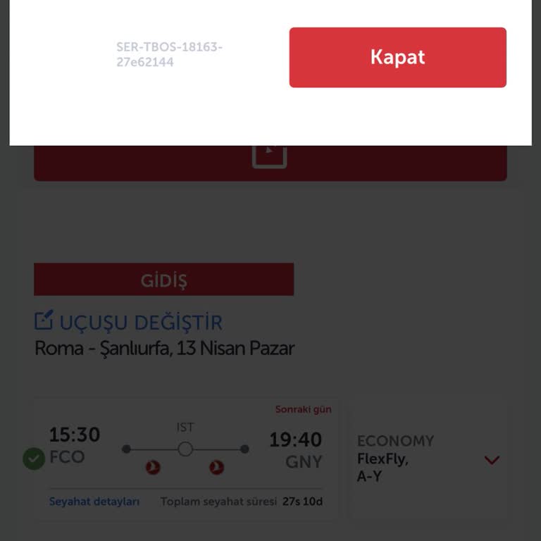 Bilet Değişiminde Hata Kodu Ve Çözüm Bulunamaması