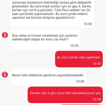 Tıkla Gelsin'de Sipariş Ve İade Sürecinde Yaşanan Sorun