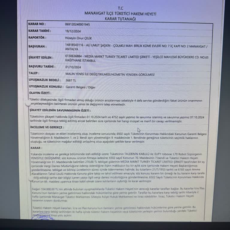 Hakem Heyeti Kararına Rağmen Gönderilmeyen Robot Süpürge