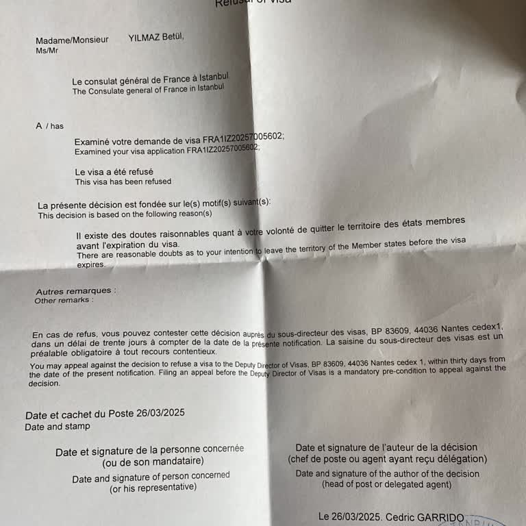 Fransa Vizesi Başvurumun Haksız Reddi
