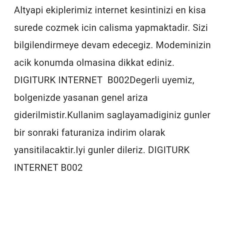 Digiturk Gece İnternet Kesintisi ve Yanıltıcı Fatura İndirimi