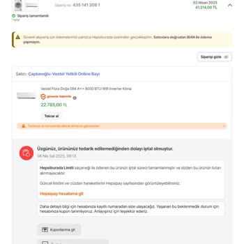 İptal Edilen Ürün İçin Ücret İadesi Sorunu