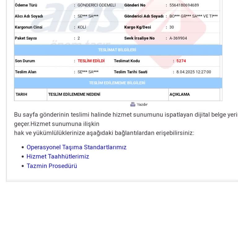 Teslimat Sorunları Ve Kaba Davranış