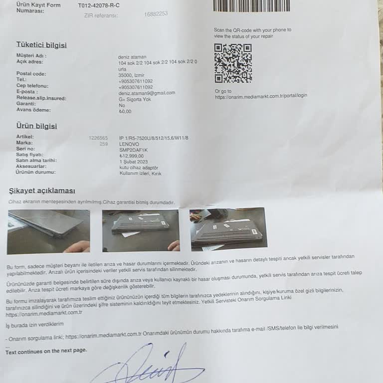 Lenovo Dizüstü Bilgisayar Menteşe Sorunu Ve Servis İletişimsizliği