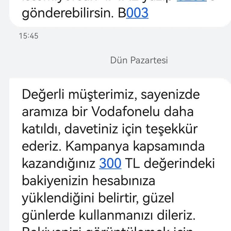 300 TL Hediye Yüklenmedi: Vodafone'dan Yanıt Bekliyorum