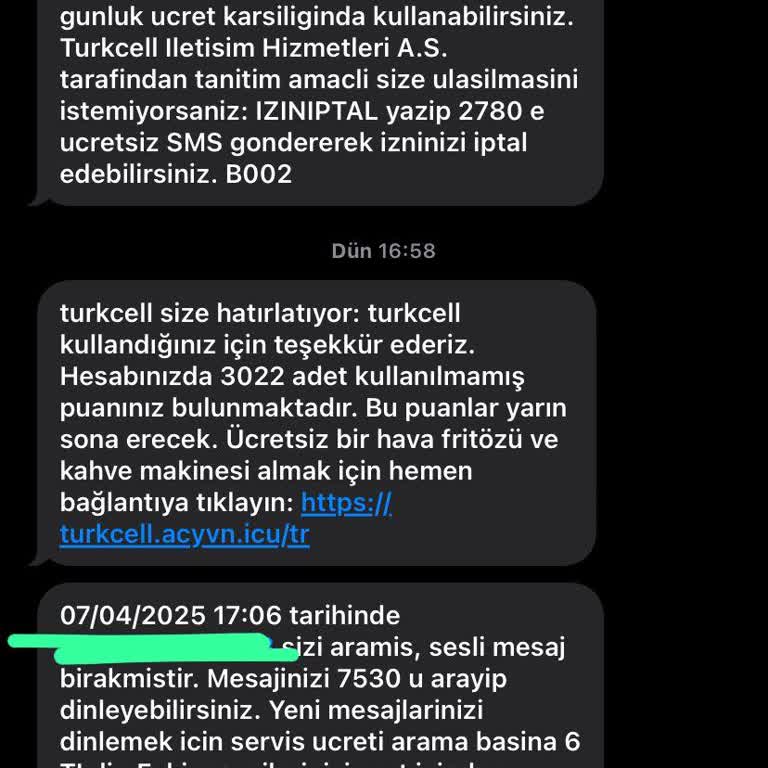 Turkcell Resmi SMS Kanalından Gelen Şüpheli Mesaj