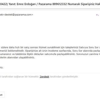 Pazarama.com Üzerinden Alınan Ürünün İadesi Yapılmıyor