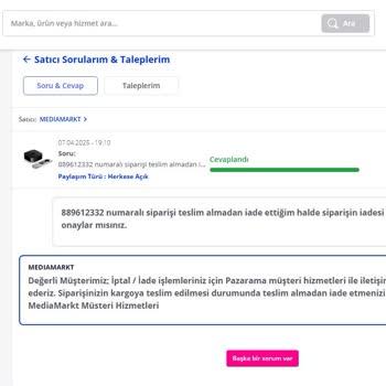 Pazarama.com Üzerinden Alınan Ürünün İadesi Yapılmıyor