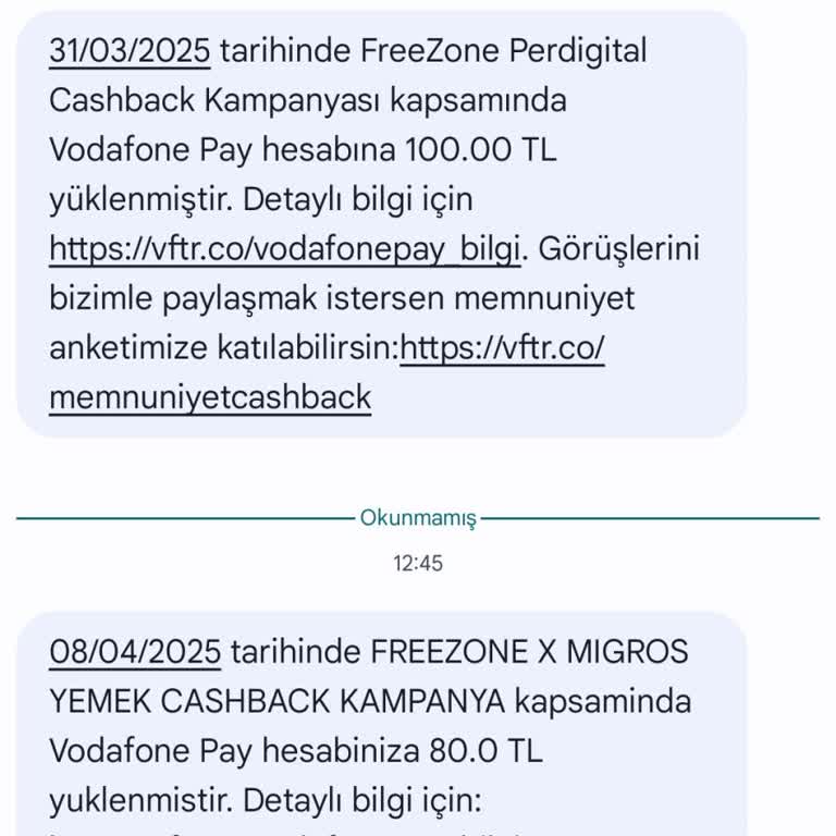 Vodafone FreeZone Kampanyasında Eksik Ve Geciken Cashback Sorunu