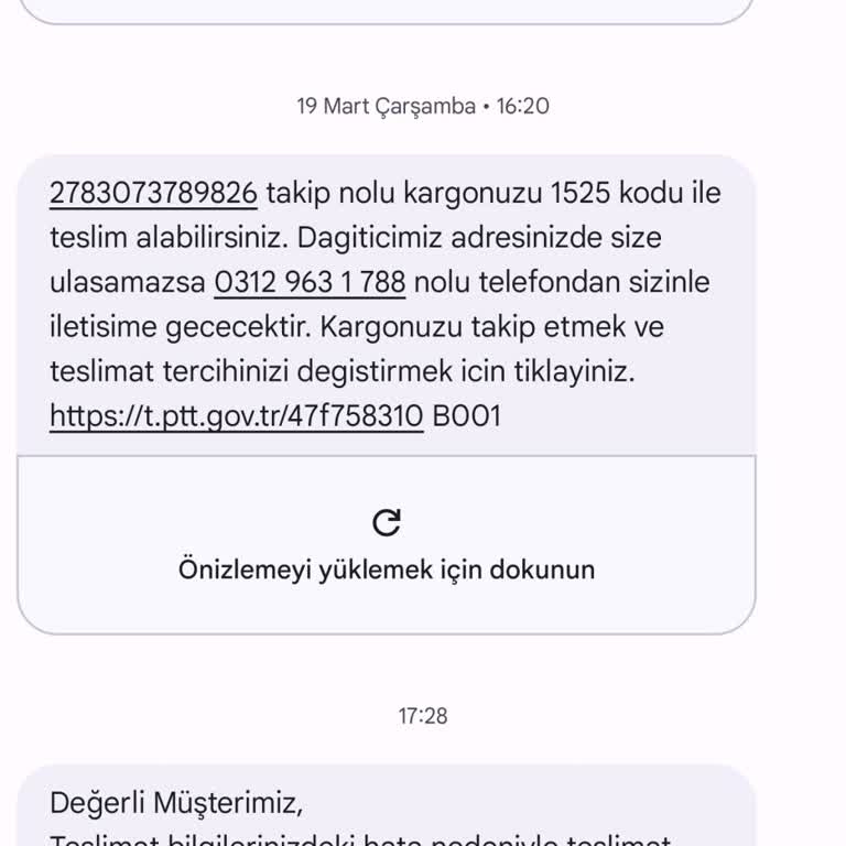 PTT'den Gelen Şüpheli Mesaj Ve Güvenlik Endişesi