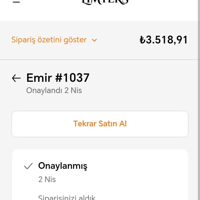 Limteks.com Parayı Aldı Ama Siparişimi Göndermiyor