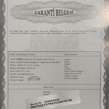 Kumtel Ürün Garantisi Ve Servis Ücretleri Hakkında Şikayet