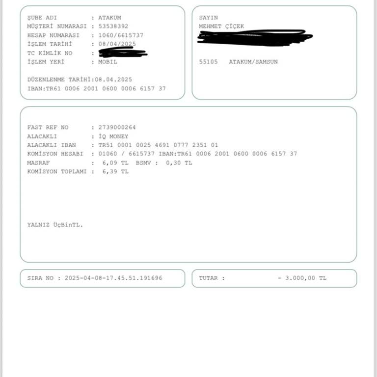 Yanlış IBAN'a Gönderilen Para İadesi Bekleniyor