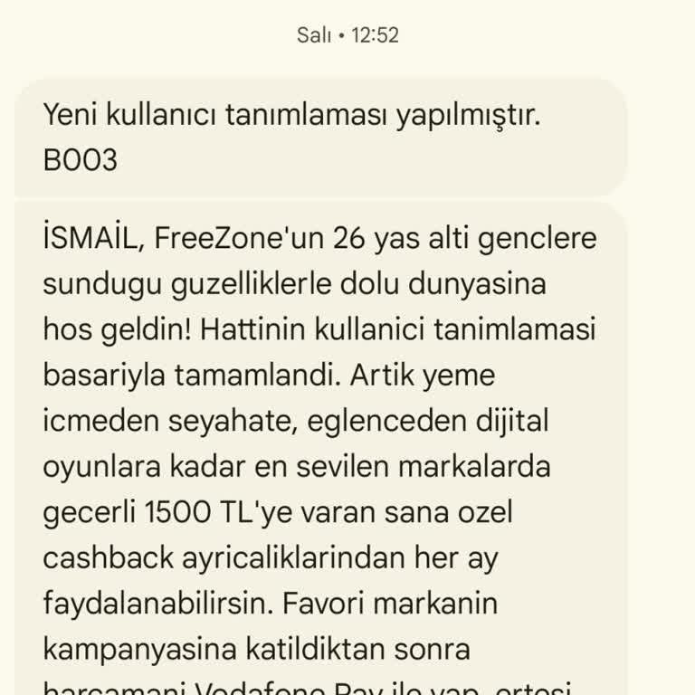 Vodafone FreeZone Paket Alma Sorunu