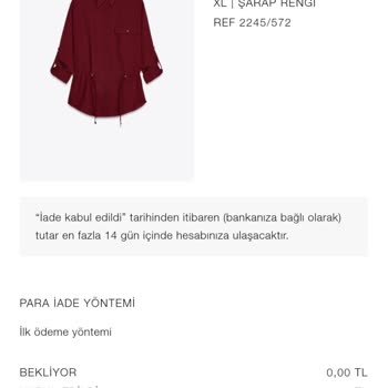 Zara'dan İade Edilmeyen Ücretler