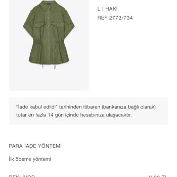 Zara'dan İade Edilmeyen Ücretler
