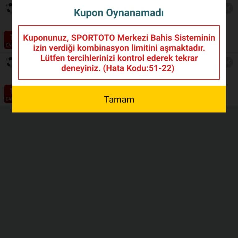 Kupon Kombinasyon Uyarısı Sorunu