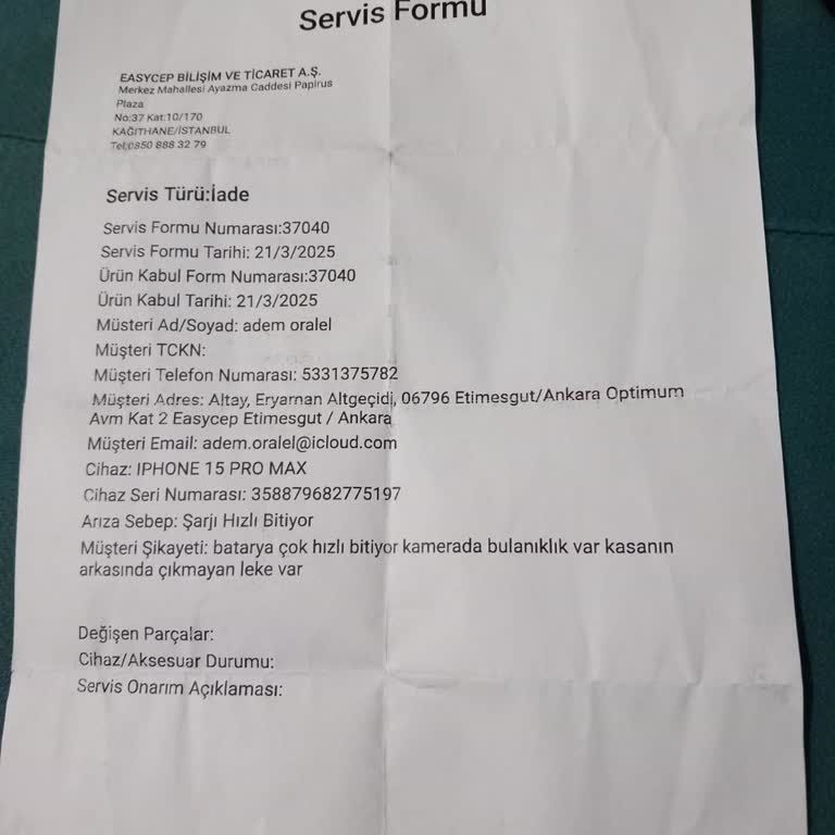 Para İadesi Sürecinde Yaşanan Gecikme Ve Müşteri Hizmetleri Sorunu